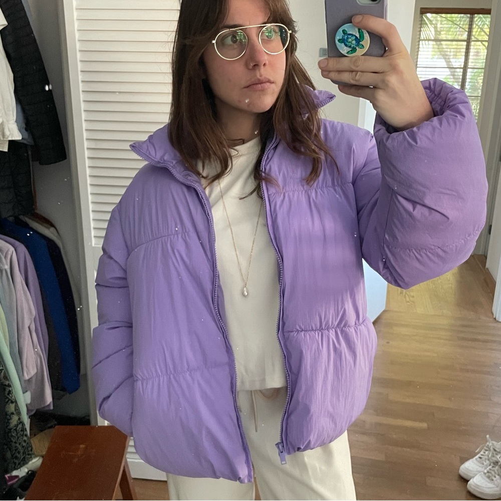 Lavender puffy water resistant jacket, new